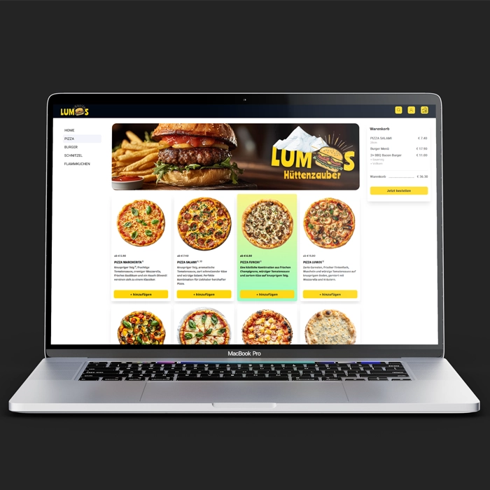 Demo-Shop Lumos: modernes Design für Pizza-Lieferdienste