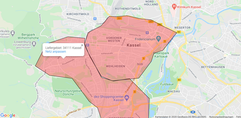 Google haritasında teslimat bölgelerini belirleme